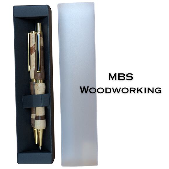 Handcrafted Wood Pen + Mechanical Pencil Set Walnut & Maple Click Style USA - Picture 5 of 6